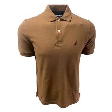 Imagem de Nautica Camiseta polo piquê masculina de modelagem clássica, Islnd Coconut Brown Pequeno, M