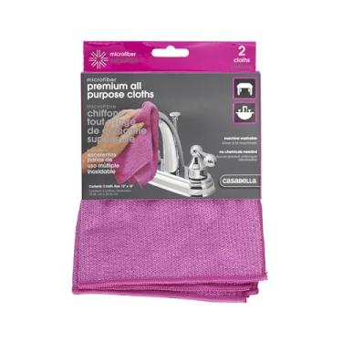 Imagem de Casabella Panos de limpeza de microfibra 30,5 cm x 35,5 cm (pacote com 2), magenta para todos os fins, 2 unidades