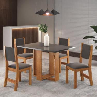 Imagem de Conjunto De Jantar Mesa Retangular Romantic Com 4 Cadeiras Sol Mel/Cin
