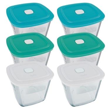 Imagem de Tigela Marinex Facilita Vap Alta 1L 4000721 Com Tampa| Cores  - Embalagem Com 6 Peças