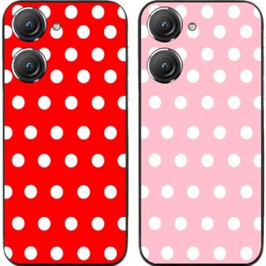 Imagem de 2 peças de capa de telefone traseira de silicone em gel TPU com bolinhas vermelhas e rosa para Asus Zenfone 8/9/10 (Asus Zenfone 9)