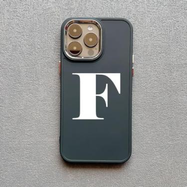 Imagem de Inicial 26 letras az moda capa de telefone para iphone 14 15 13 12 11 pro max x xs xr 7 8 plus se20 branco negrito capa macia, f, para iphone15