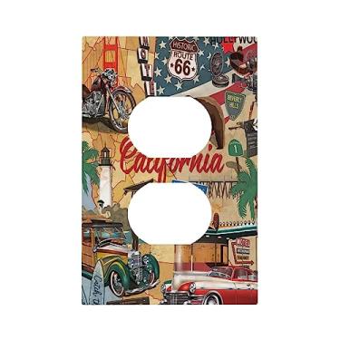 Imagem de American Route 66 Bear Truck 1 Gang Outlet Plate Covers Decorativa Single Duplex Wall Plate Receptáculo Elétrico Interruptor de Luz Placa Elétrica Decoração de Casa Country