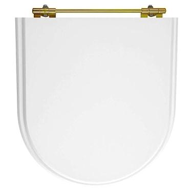 Imagem de Assento Sanitário Poliéster Calypso Branco para vaso Incepa Com Ferragem Dourada