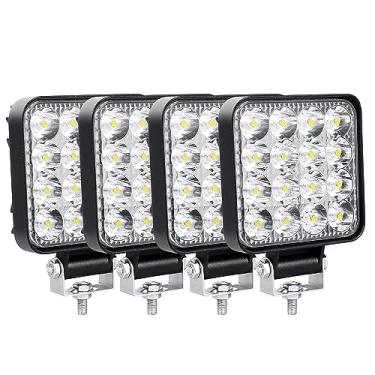 Imagem de Willpower 4 unidades de 3,3 polegadas 48 W mini luz de trabalho ultra fina LED feixe de luz spot pods luzes de condução 12V 24V Offroad faróis de neblina para caminhão, trator, barco, carro 4x4, SUV,