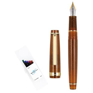 Imagem de Gullor Caneta-tinteiro fluorescente transparente, resina, com conversor, cartuchos de tinta multicoloridos, caixa de presente, ponta fina