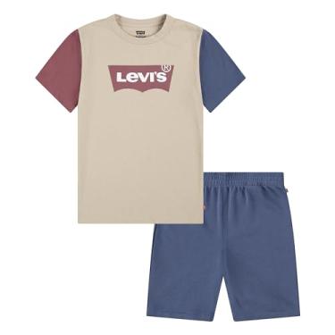 Imagem de Levi's Conjunto de 2 peças de camiseta e shorts para bebês meninos, Safári/asa de morcego, Medium