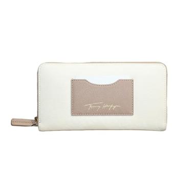 Imagem de Tommy Hilfiger Carteira feminina de couro com zíper, Pedra, Carteira