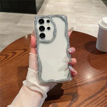 Imagem de Capa para S24 Glitter Wave Frame Transparente Capa de silicone macio, preta, para S24