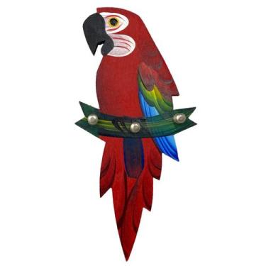 Imagem de Porta Chaves Artesanal De Arara Pequeno MDF Pintado Guarda Chaves - At