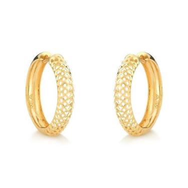 Imagem de Brinco Argola Bombe Grande de Ouro 18k  - Safira, Único