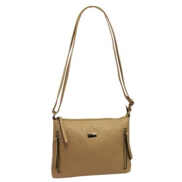 Imagem de Bolsa Feminina Couro Transversal Bls294 4 Ziperes - Doras Bolsas, Nude