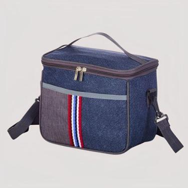 Imagem de Bolsa Térmica Marmiteira Impermeável 7,3 Litros Estilo Jeans Com Listr