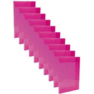 Imagem de Kit 10 Pastas Aba Elástico Ofício Lombo 20mm Rosa Pink Dello