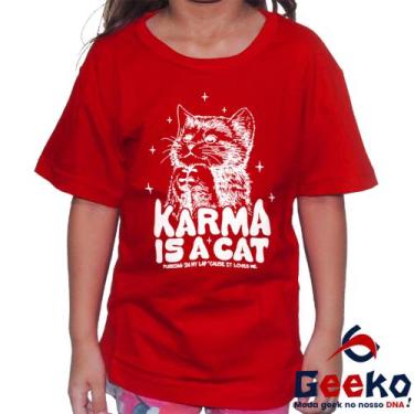 Imagem de Camiseta Infantil Taylor Swift 100% Algodão Karma Is A Cat Pop Geeko, 