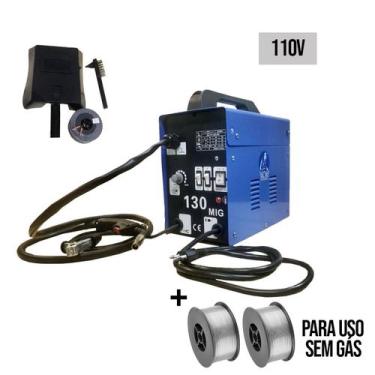 Imagem de Maquina mig 130a uso sem gas 110v + 2 arame 0.8mm de 1 kg uso sem gas 