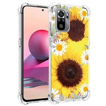 Imagem de Yodueiv Capa de telefone para Redmi Note 10 (4G)/Redmi Note 10S M2101K7BG Capa para meninas e mulheres, capa protetora transparente de TPU macio transparente para Xiaomi Redmi Note 10S (girassol)