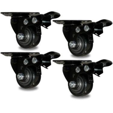 Imagem de Kit 4 Rodinhas Reforçada 40mm com Trava Rodizio Giratorio 200kg Moveis
