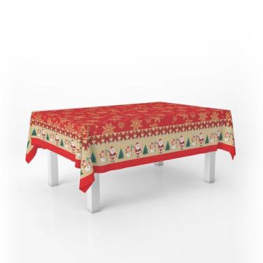 Imagem de Toalha De Mesa Retangular Flocos De Neve Bege 12 Lugares - PRESENTE-BR