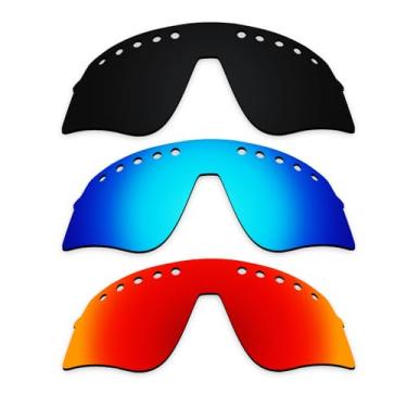 Imagem de Alphax Lentes de reposição polarizadas pretas e azul gelo e vermelho fogo para Oakley Sutro Lite Sweep Ventilada OO9465 Sport Sunglsses