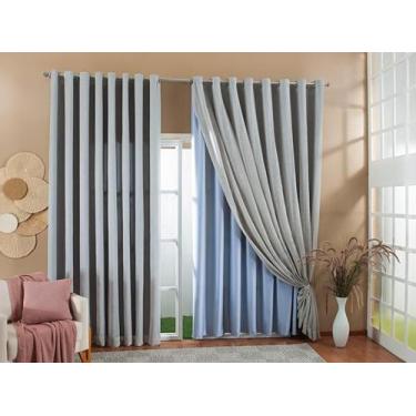 Imagem de Cortina Ge Linho Forro Blackout 8,00X2,30M Cinza - Doce Lar Enxovais