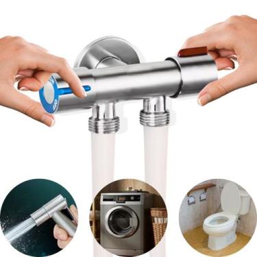 Imagem de Registro Dupla Saída Válvula Cromada Fosca Água Quente Fria Saída 1/2 