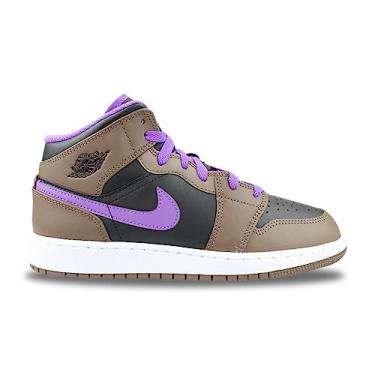 Imagem de Nike Tênis Air Jordan 1 Mid GS Palomino, Palomino/Branco-Wild Berry, 20