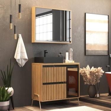 Imagem de Gabinete de Banheiro 80cm com Cuba e Armário Ref 821 - Cewal