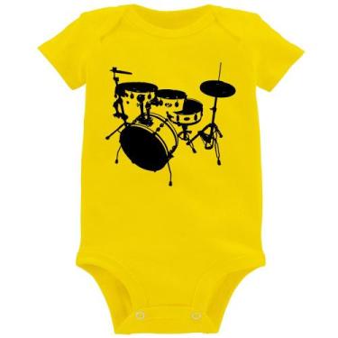 Imagem de Body Bebê Bateria Música Baterista - Foca na Moda, Amarelo, M