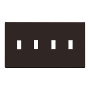 Imagem de ENERLITES Screwless Quadruple Toggle Switch Wall Plate, Child Safe Light Switch Cover, Standard Size 4-Gang 4.68" x 8.38", Unbreakable Polycarbonate Thermoplastic, UL Listed, SI8814-BR, Glossy, Browm