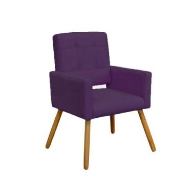 Imagem de Poltrona Cadeira Decorativa Camila Pés Palito Sala de Estar Suede Roxo