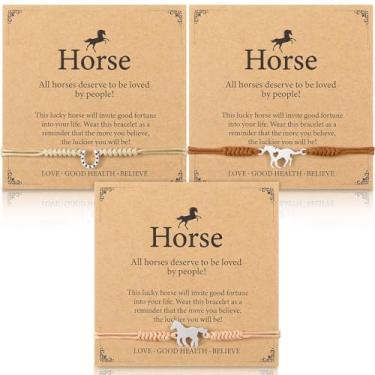 Imagem de Ecation 30 conjuntos de pulseiras de cavalo, brindes de festa em ferradura, incluem 30 pulseiras de ferradura ocidentais ajustáveis com 30 cartões inspiradores, presentes de aniversário de vaqueira e