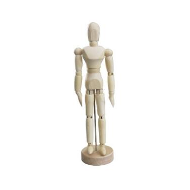 Imagem de Boneco decorativo articulado manequim de madeira 20cm - Livon
