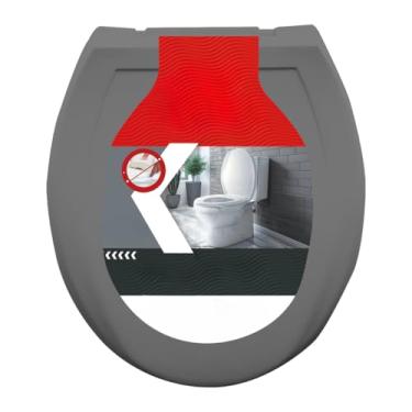 Imagem de Assento Oval Almofadado Confortável Para Vaso Sanitário Com Tampa Macia E Design Moderno E Durável(Cinza Escuro)