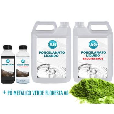Imagem de Kit Porcelanato Líquido Metálico Verde Floresta AG por M² - Resinas ag