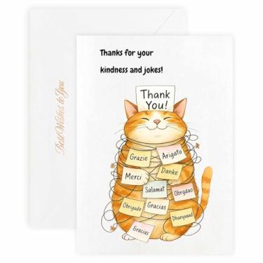 Imagem de MAGJUCHE Cartão de agradecimento para tio-avô – Selo e envelope de cera elegante, papel de 300 g/m², impressão vívida de 600 DPI, 12 x 17 cm, design de gato grande