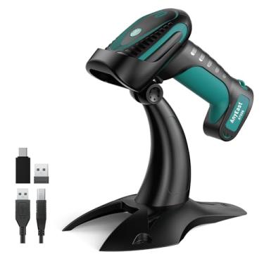 Imagem de Suporte de scanner de código de barras industrial sem fio, scanner Bluetooth 1D/2D/QR para Android/iOS/Windows/Mac, leitor de código de barras USB com design à prova d'água à prova de poeira e queda