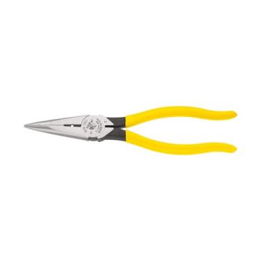Imagem de Klein Tools D203-8N Alicate de ponta de agulha e decapador de fios, cortadores laterais de nariz longo com furo de arame, alicate jacaré resistente, 20 cm