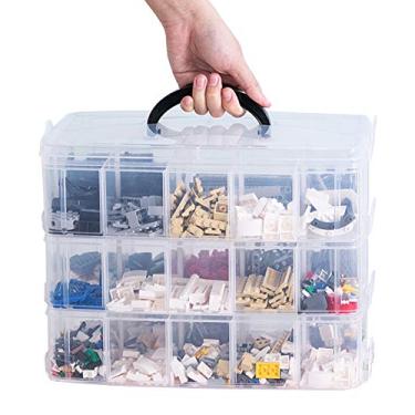 Imagem de Sooyee Caixa de armazenamento de 3 camadas de coisas e artesanato com 30 compartimentos ajustáveis para organizar fita Washi, acessórios de bordado, bobinas de linhas, brinquedo infantil, esmalte de