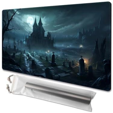 Imagem de MTG Playmat Size 24x14in Free Bag Non-Slip Backing Printing, Ideal for Card Game Enthusiasts TCG Playmat Mouse Pad, Blaze Angel (A Spooky Place-No Deck)