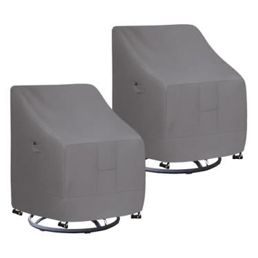 Imagem de Easy-Going Capa Impermeável Para Cadeira Giratória Áreas Externas, Resistente A Raios Uv, Móveis De Jardim E Gramado, Com Costura Selada Fita (Pacote 2 - 35L X 37P 38,5A, Cinza)