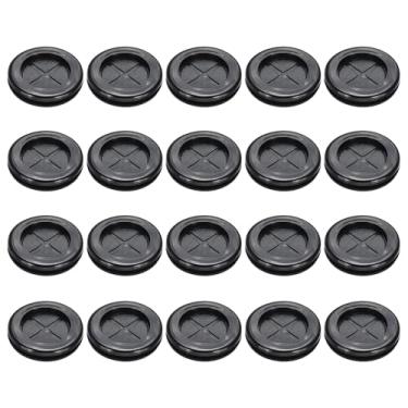 Imagem de PATIKIL Ilhós de borracha 2,5 cm, 20 peças de capas redondas de dois lados com ilhós para cabos, organizador flexível de arame de mesa para escritório, casa, mesa, bancada, preto