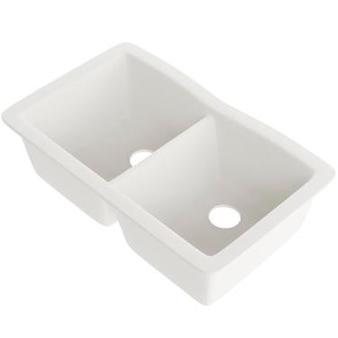 Imagem de Pia de cozinha composta de granito com tigela dupla em branco