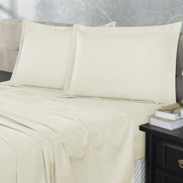 Imagem de Jogo Lençol Elastico 300 Fios Queen 4 Peças Hotel Marfim - Enxoval Vip