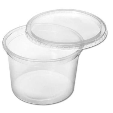 Imagem de 500 Potes Plástico Redondo Tampa Bolo Pote 200Ml Plaszom - Plaszom Ou 