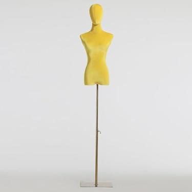 Imagem de Corpo De Manequim Torso, Manequim Ajustável, Manequim Realístico, Manequim Feminino, Altura Ajustável, W/base De Metal Manequim, Yellow Velvet Cloth, A
