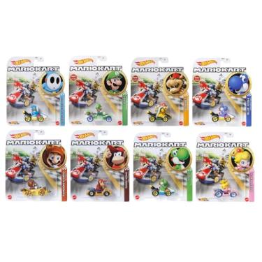 Imagem de Hot Wheels Mario Kart Die-Cast Character Cars Collection, 8-Pack Bundle, Nintendo Gaming Characters GBG25-957J