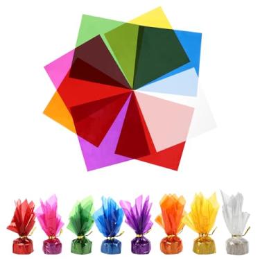 Imagem de SythorYang 160 peças, 8 folhas de celofane multicoloridas, embalagem de presente transparente, papel celofane colorido de 19 x 19 cm para artesanato, decoração de dia dos namorados