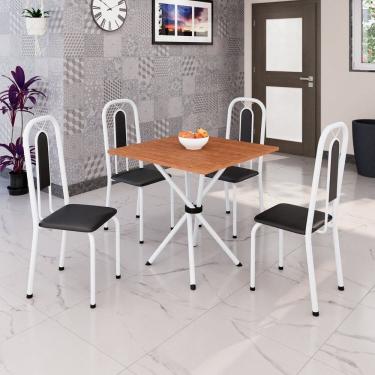 Imagem de Conjunto Sala de Jantar com 4 Cadeiras Lívia Preto / Branco