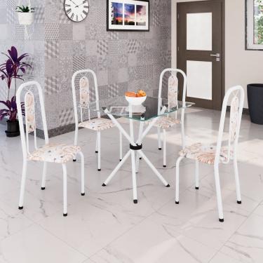 Imagem de Conjunto Sala de Jantar com 4 Cadeiras Lívia Bege / Branco